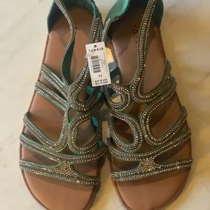 Torrid turquoise and rhinestone detail sandals